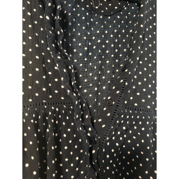 Anthropologie Nia Navy Polka Dot Sleeveless Gauze Tunic Blouse Size S - Picture 7 of 10